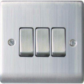 BG Nexus 3 Gang 2 Way Switch Brushed St/Steel
