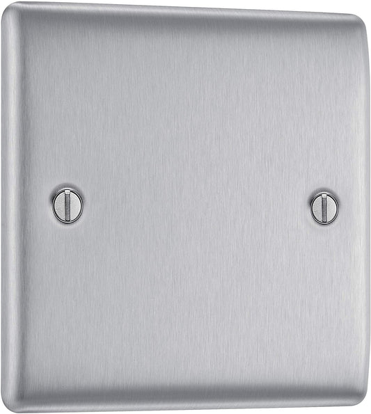 Nexus 1-Gang Blank Plate Brushed Stainless Steel