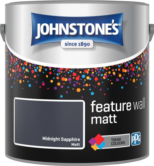 Johnstone's Paint Feature Wall Matt Emulsion 2.5 Litre Midnight Sapphire