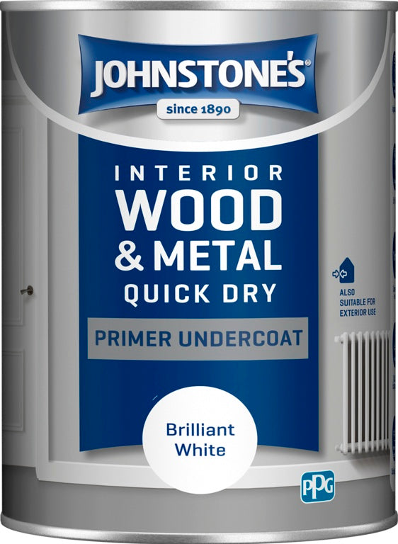 Johnstone's Paint Quick Dry Primer Undercoat Brilliant White 1.25 Litre
