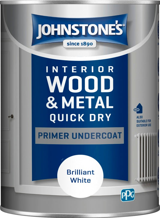 Johnstone's Paint Quick Dry Primer Undercoat Brilliant White 1.25 Litre