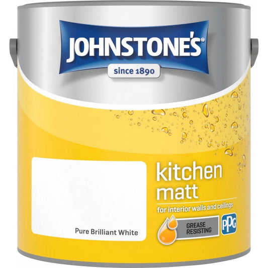 Johnstone's Paint Kitchen Matt Emulsion 2.5 Litre Pure Brilliant White