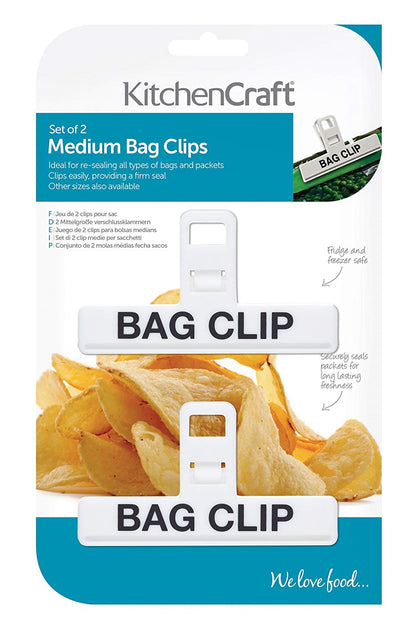 KitchenCraft Set of 2 Medium Plastic Bag Clips