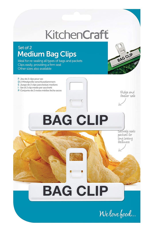 KitchenCraft Set of 2 Medium Plastic Bag Clips
