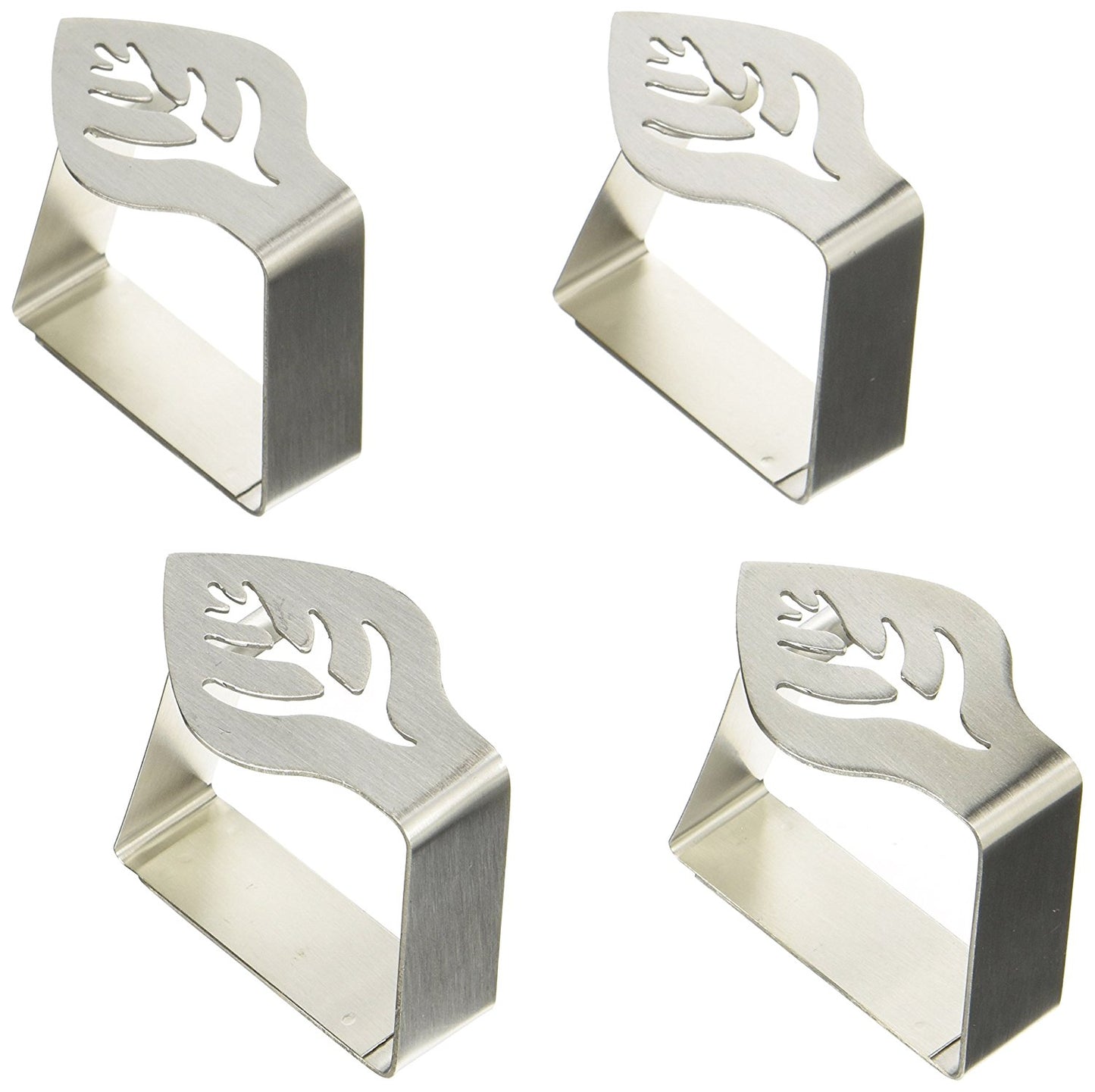 KitchenCraft Set of 4 Stainless Steel Table Cloth Clips Leaf Shape