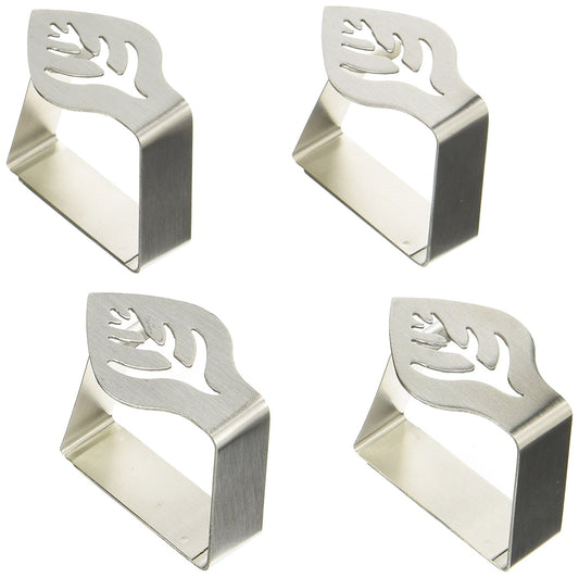 KitchenCraft Set of 4 Stainless Steel Table Cloth Clips Leaf Shape