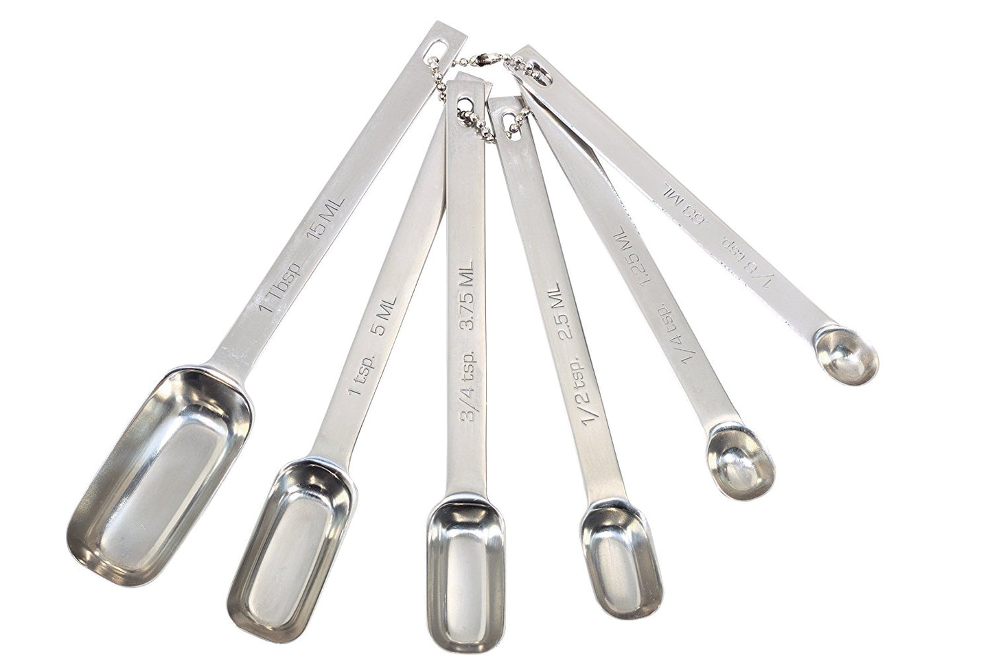 KitchenCraft MasterClass Stainless Steel 6 Piece Measuring Spoon Set