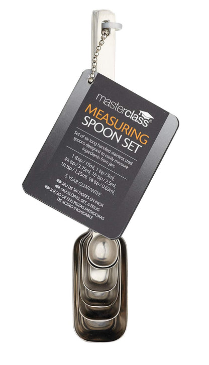 KitchenCraft MasterClass Stainless Steel 6 Piece Measuring Spoon Set