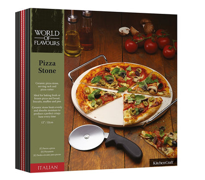 KitchenCraft World of Flavours Italian Pizza Stone Set