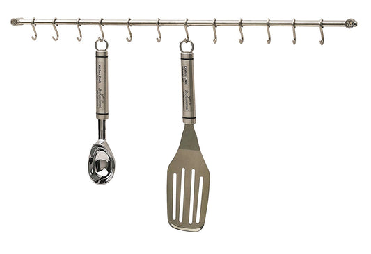 KitchenCraft Stainless Steel Utensil Hanging Rack with 12 Hooks 52 cm