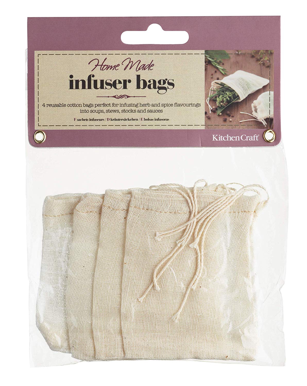 KitchenCraft Home Made Pack of 4 Spice Bags