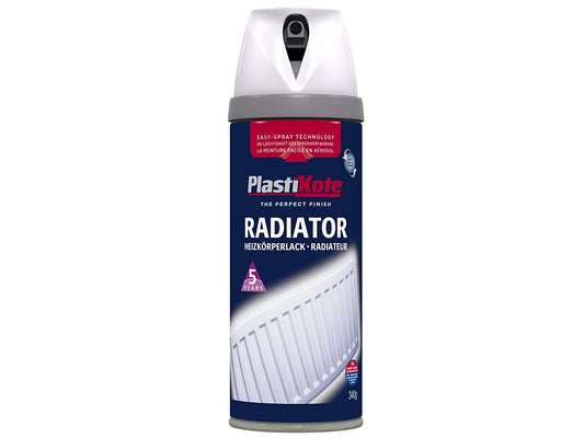 Plastikote Radiator Spray Paint 400ml Satin White