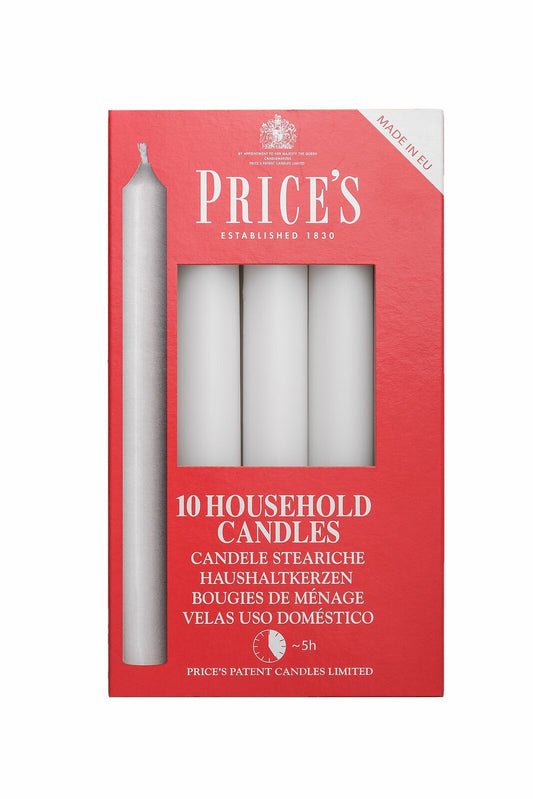 Price's Candles Household Candles x 10 White