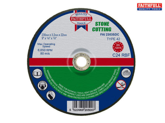 Faithfull Depressed Centre Stone Cut Off Disc 230 x 3.2 x 22mm