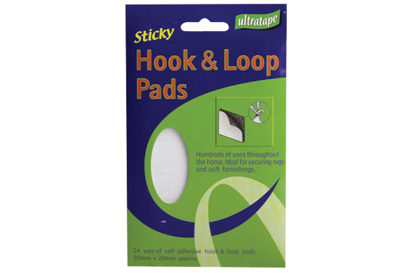 Ultratape Sticky Hook & Loop (Velcro) Pads Pk24