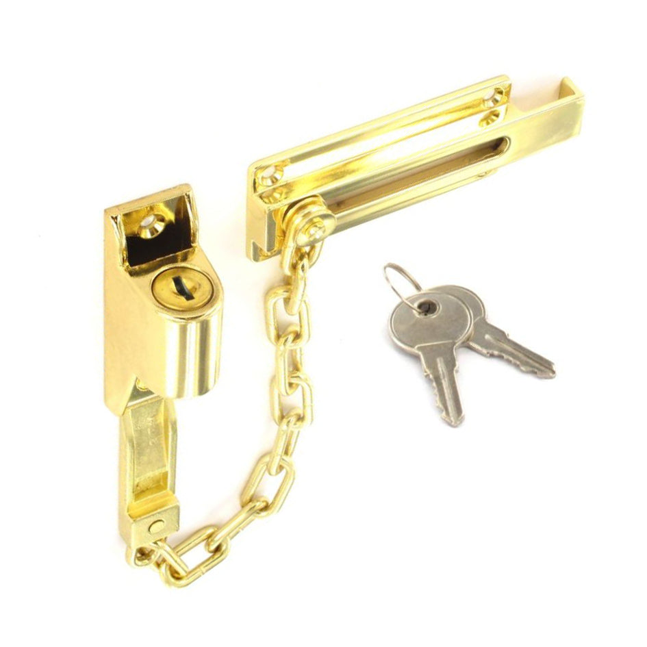 Securit Locking Door Chain 110mm Brassed