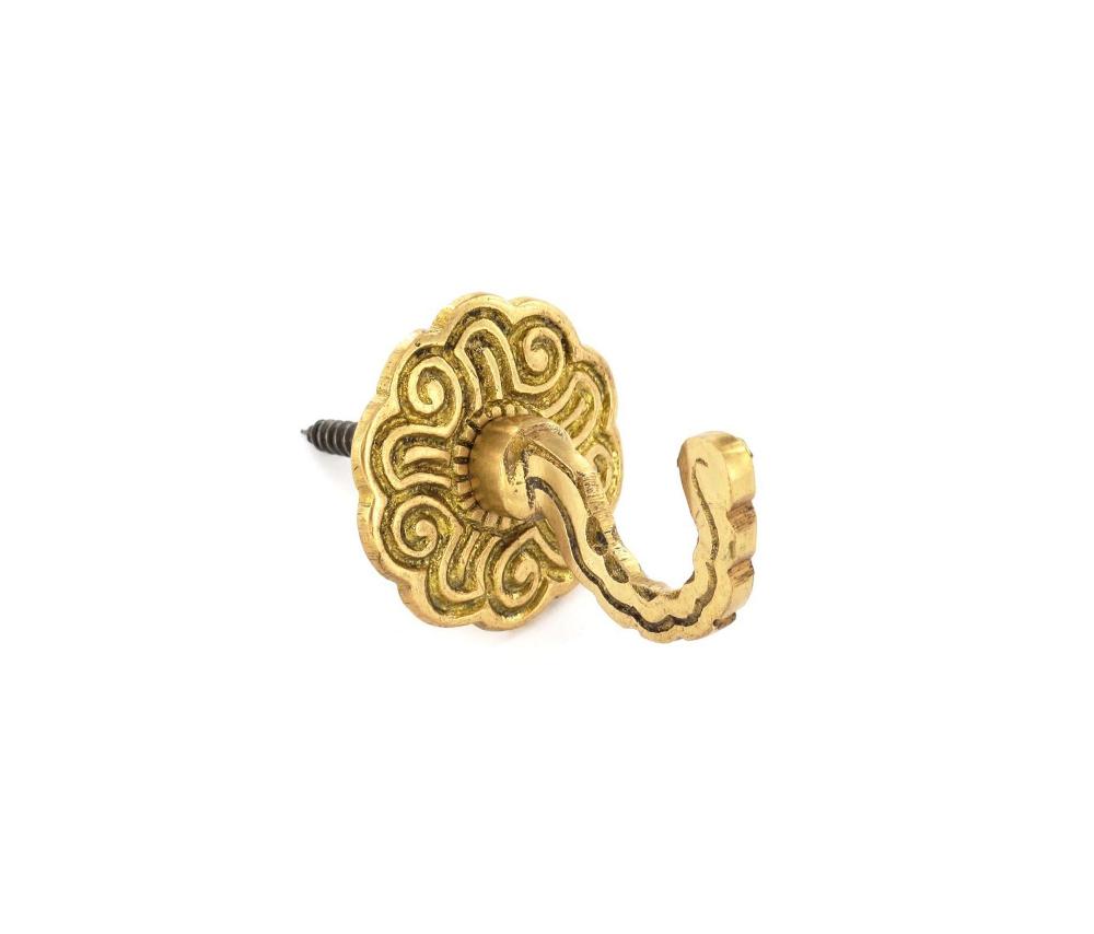 Securit Tieback Hook Brass 35mm Rosette Pack 2