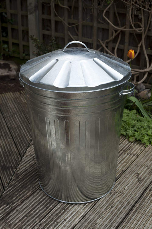 Apollo 90L Galvanised Metal Dustbin with Lid