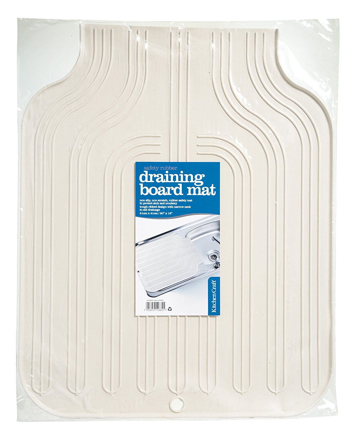 KitchenCraft Rubber Draining Board Mat 51 x 41cm (20" x 16") - Beige