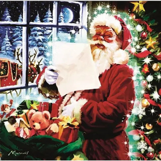 Premier Decorations 40cm Battery Operated Lit Canvas Santa's List
