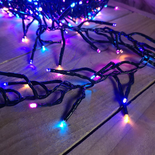 Premier Decorations 480 Multi Action LED Cluster Lights Rainbow with Timer