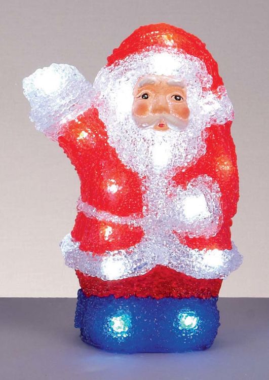 Premier Decorations 22cm Battery Operated Acrylic Santa with 24 White LEDs