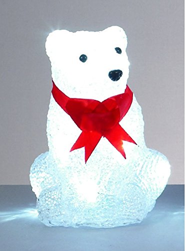 Premier Decorations 19cm Acrylic Polar Bear Time Lights 16 White LEDs