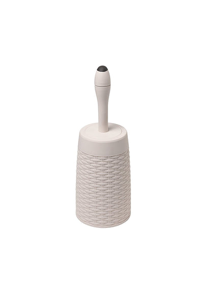Addis Faux Rattan Round Toilet Brush Set with Internal Detergent
