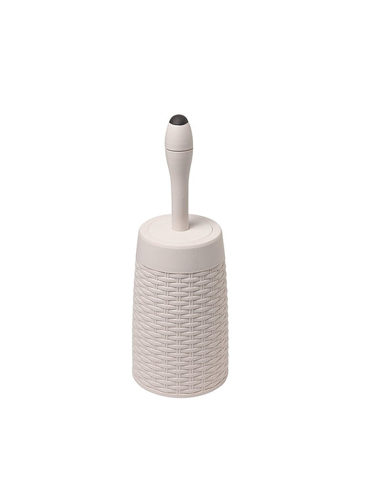 Addis Faux Rattan Round Toilet Brush Set with Internal Detergent