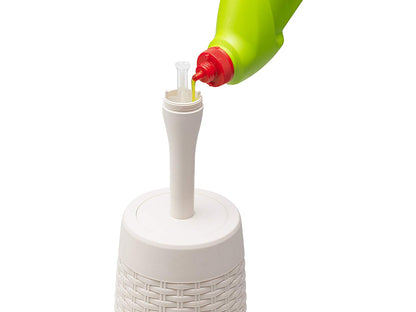Addis Faux Rattan Round Toilet Brush Set with Internal Detergent