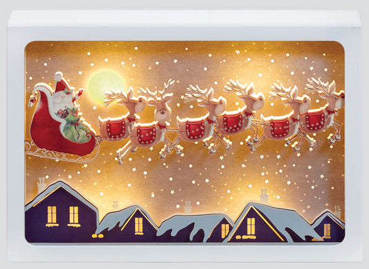 Premier Decorations Diorama Rooftop Sleigh Scene 29 x 21cm