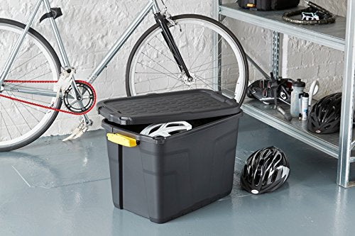 Strata 60 Litre Heavy Duty Storage Box Black/Yellow 60 x 40 x 40cm