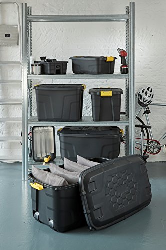 Strata 60 Litre Heavy Duty Storage Box Black/Yellow 60 x 40 x 40cm