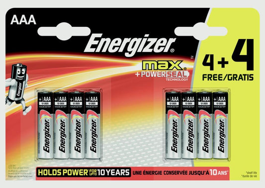 Energizer Max Batteries 4 Plus 4 Free