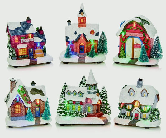 Premier Decorations 11cm Lit House Assorted