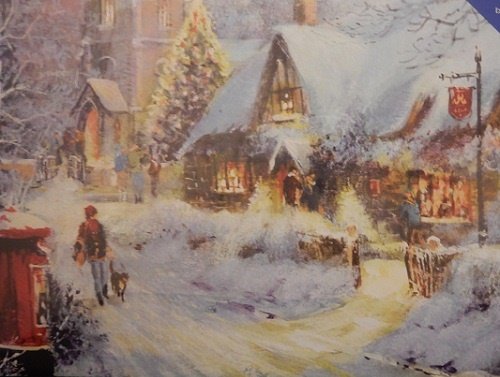 Premier Decorations Canvas 30 x 40cm 6 LEDs Snow & Post Box Scene