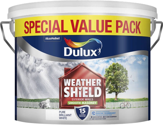 Dulux Weathershield Smooth Masonry Paint Pure Brilliant White 7.5L