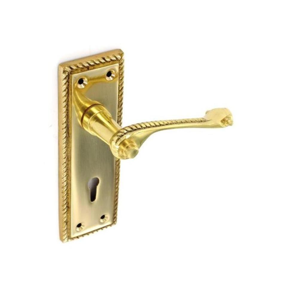 Securit Georgian Lock Handles Brass 150mm Pair