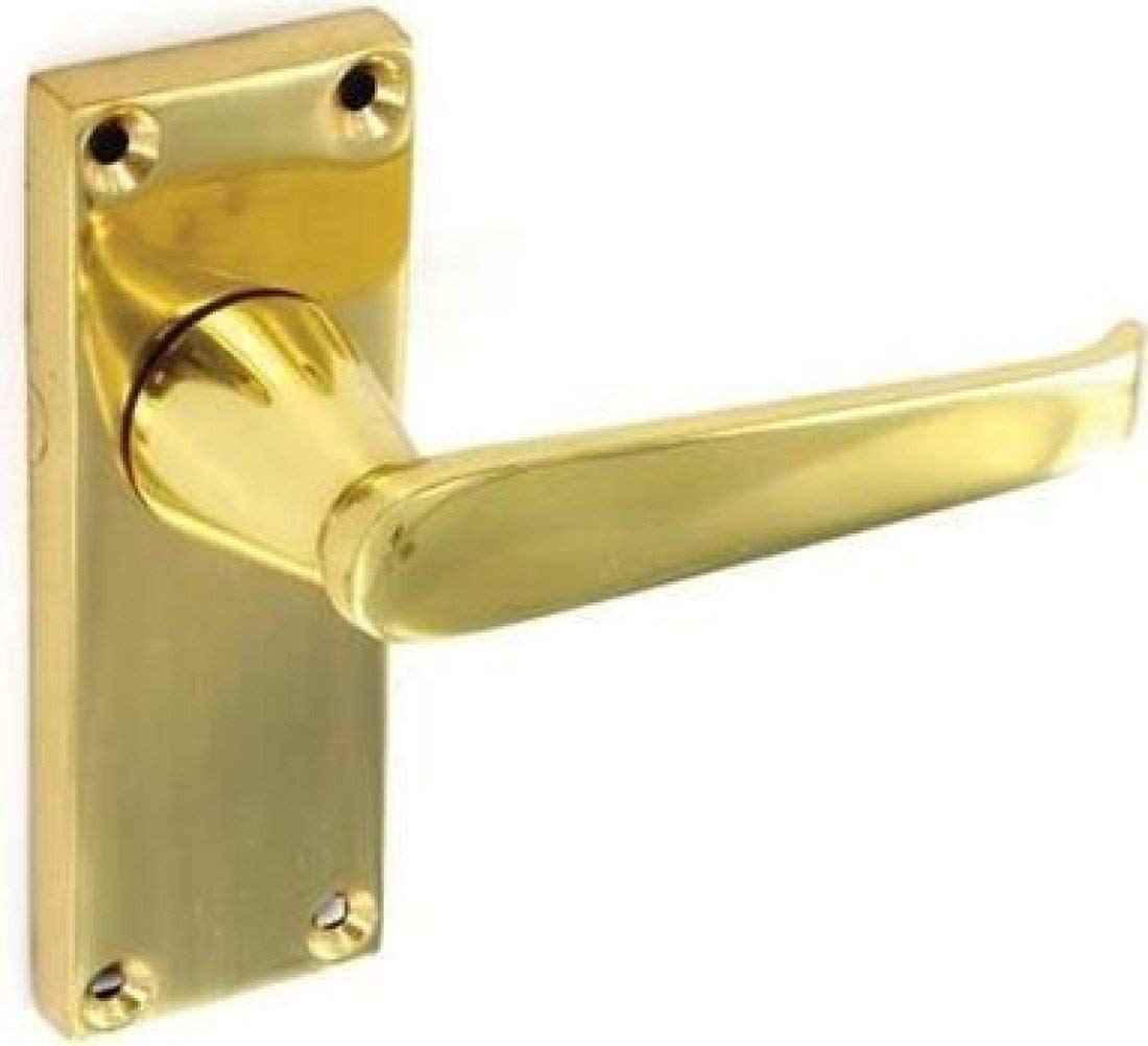 Securit Victorian Latch Handles Brass 105mm Pair