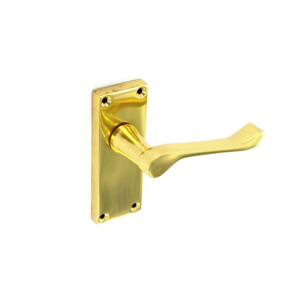Securit Victorian Scroll Latch Handles Brass 105mm Pair