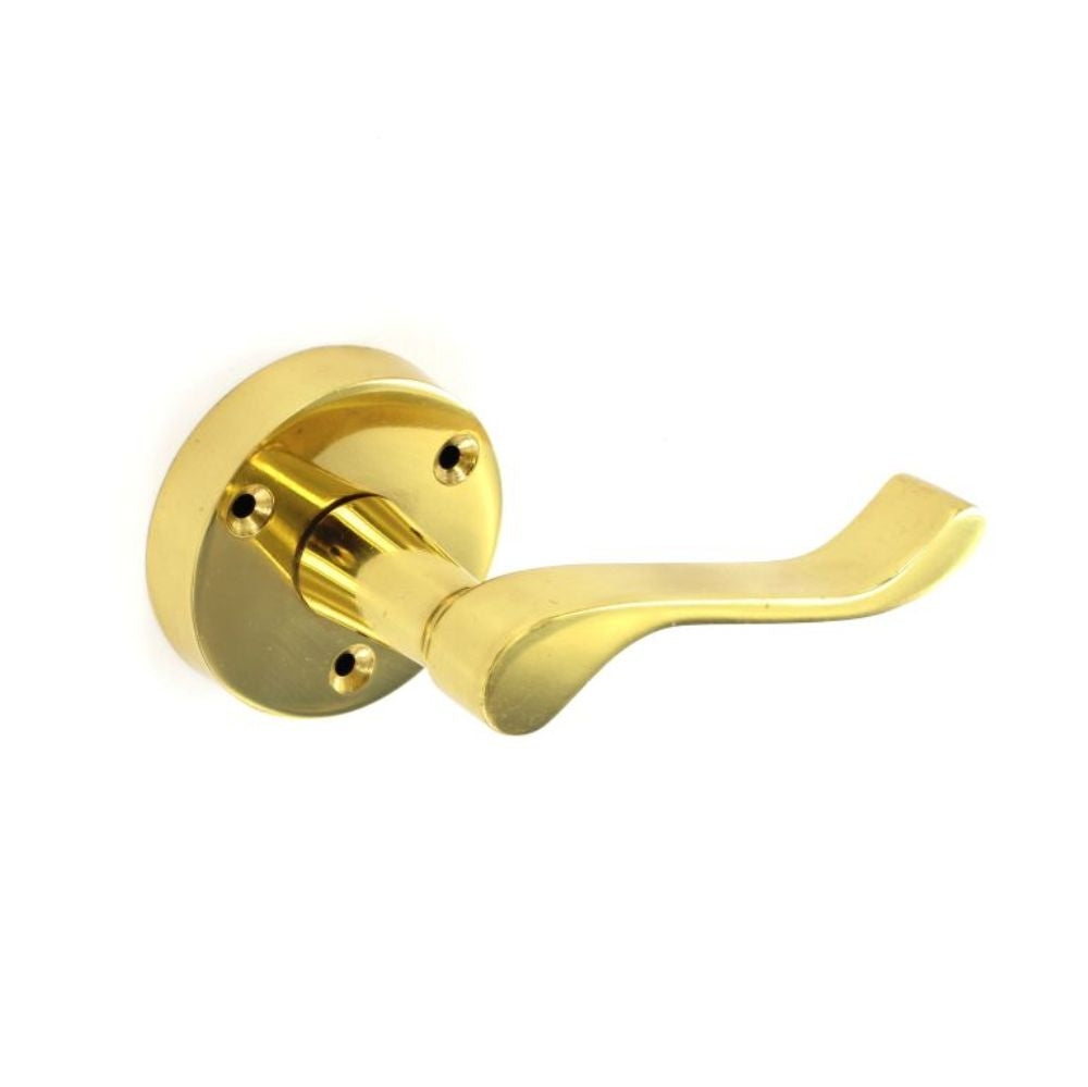 Securit Victorian Latch Scroll Round Plate Handles Brass 60mm Pair