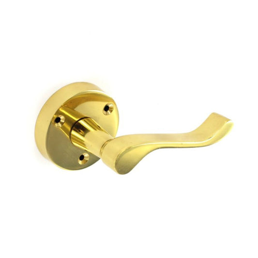 Securit Victorian Latch Scroll Round Plate Handles Brass 60mm Pair