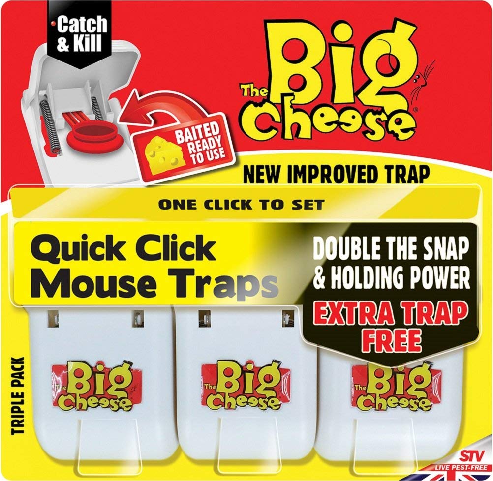 The Big Cheese Quick Click Mouse 4.5 x 19.5 x 19 cm  3-Pack