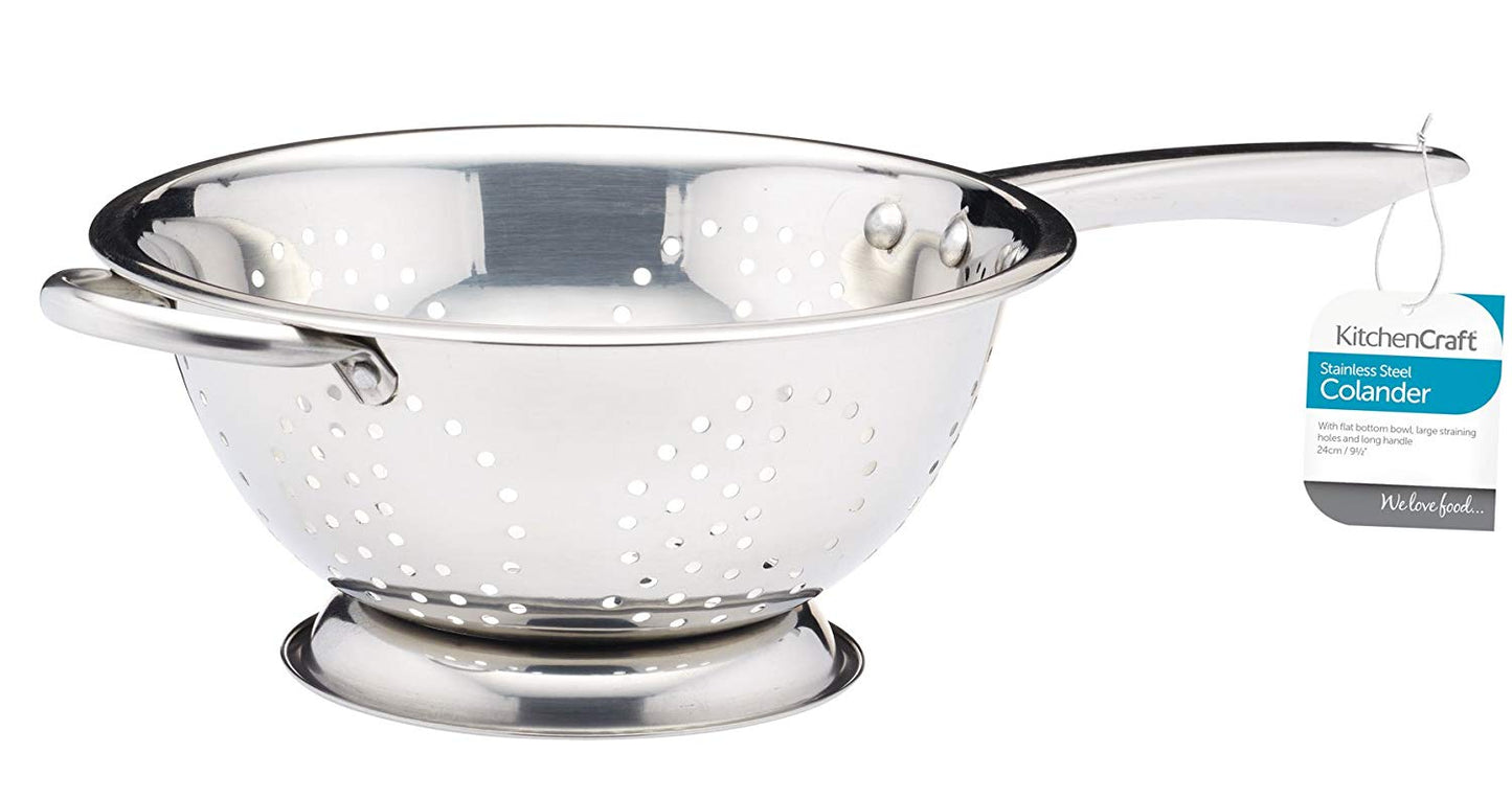 KitchenCraft Stainless Steel 24cm Long Handled Colander