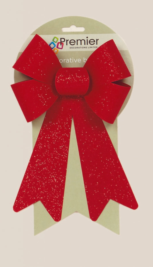 Premier Velvet Bow Tree Decoration 25 x 15cm Red
