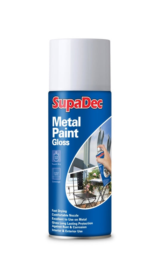 SupaDec Metal Spray Paint 400ml Gloss White