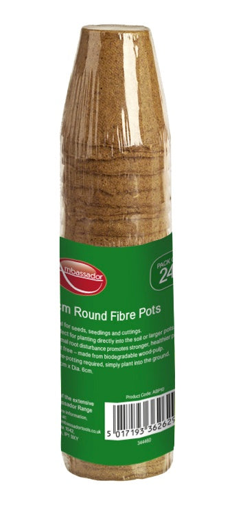 Ambassador Fibre Pots Round 6cm Pack of 24