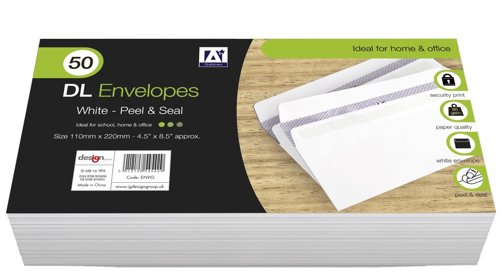 Anker White Envelopes DL Pack 50
