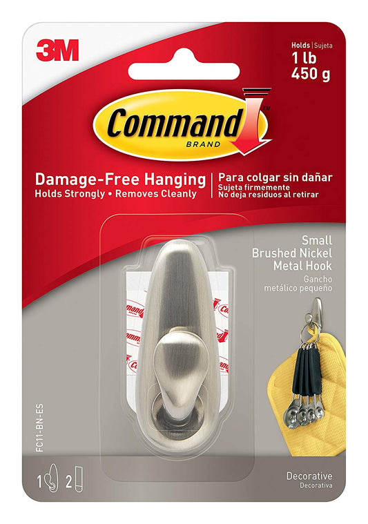 3M Command Metal Hook with Adhesive Strips Nickel