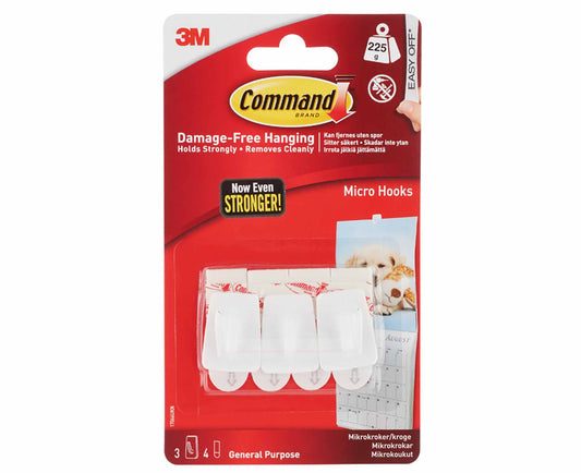 3M Command Micro Hooks Pack of 3